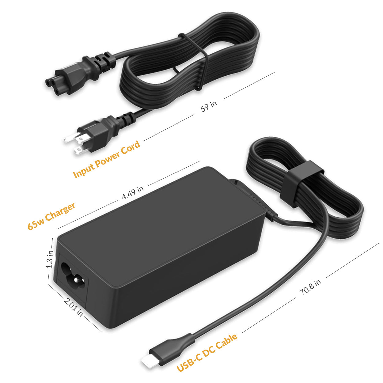 65w USB-C Universal Chromebook Charger w/ Power Cord