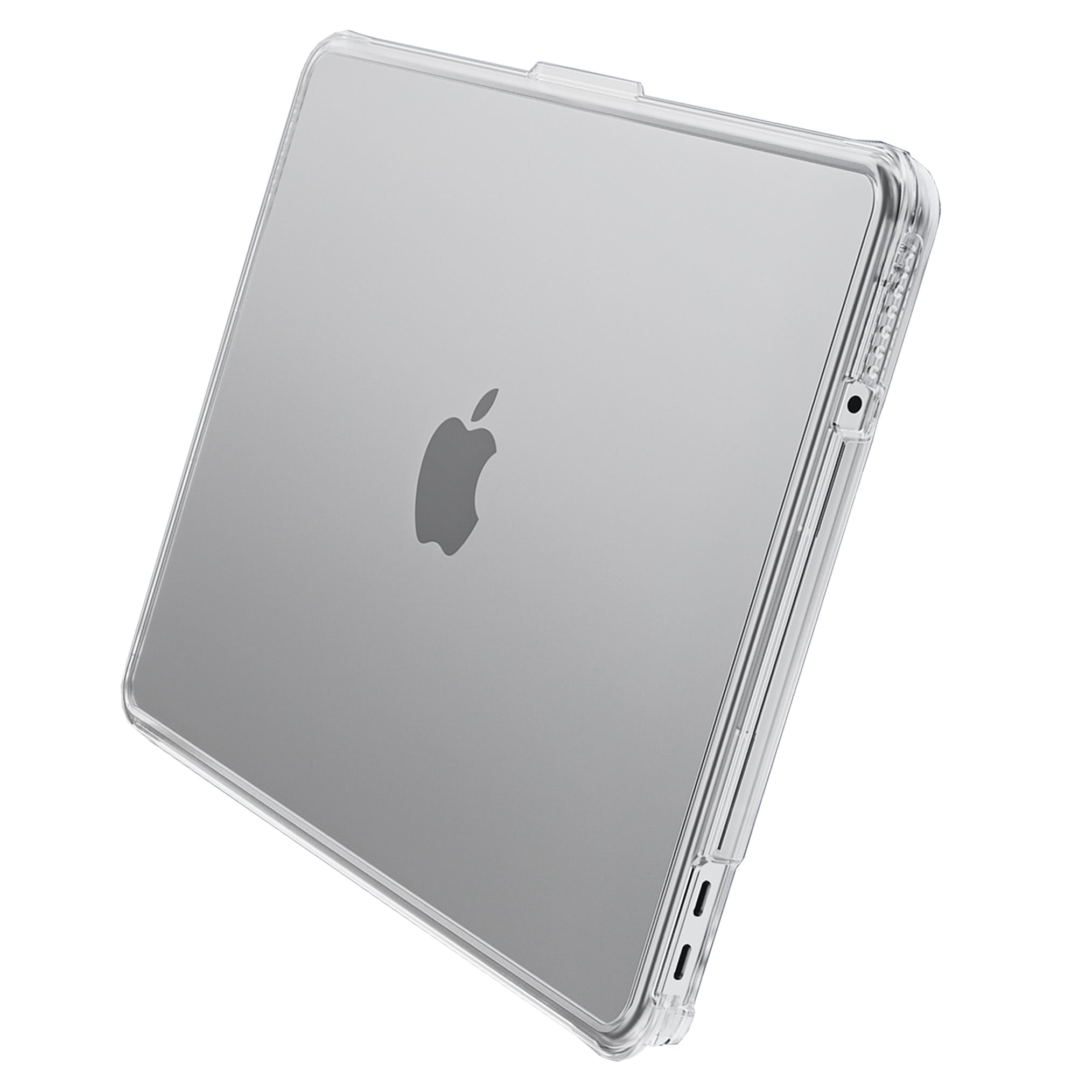 Hyve clear hard-shell case for MacBook Neo 13-inch, shown off the device
